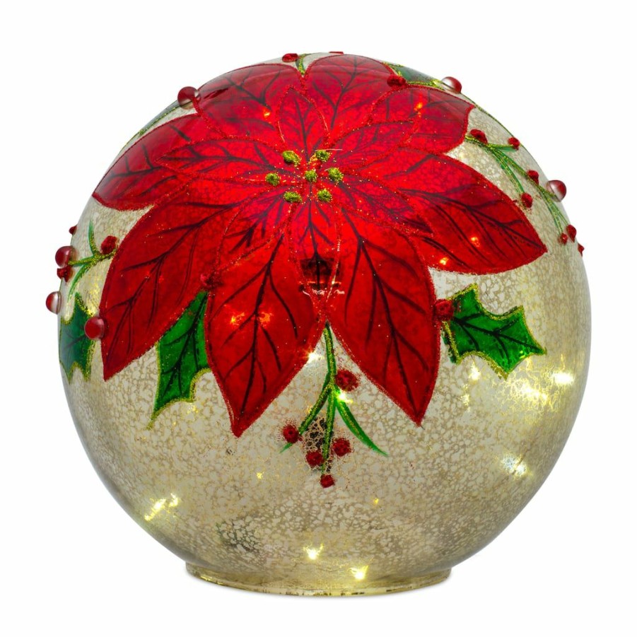 Holidays & Occasions * | Cheapest Poinsettia Led Orb Set, 5 , 6 & 7 By Melrose