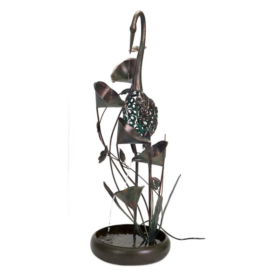 Home & Decor * | New 46 Metal Crane Fountain By Melrose