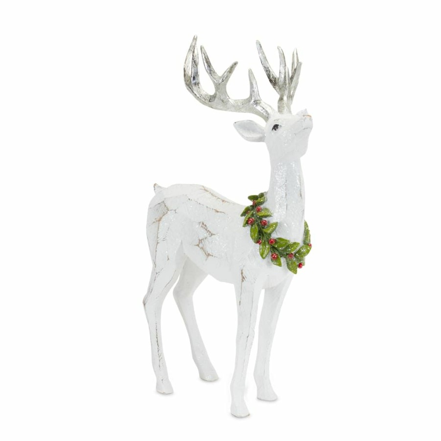 Holidays & Occasions * | Discount Faux Wood Deer Figurine Set, 11.5 & 15.75 By Melrose