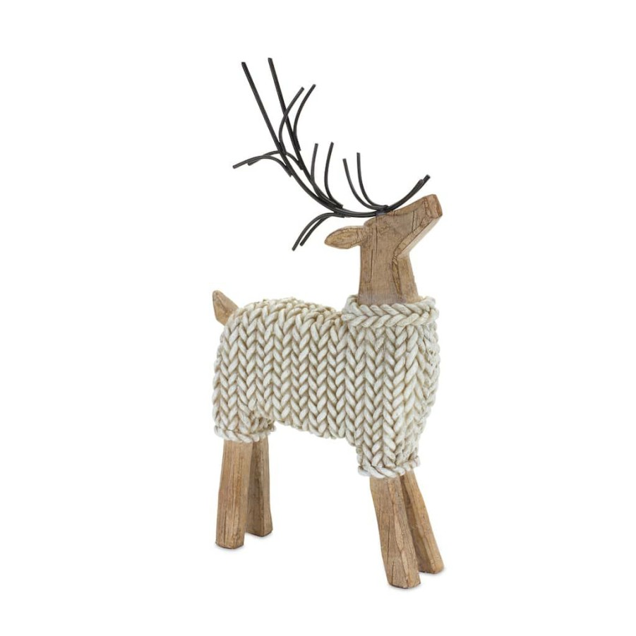 Holidays & Occasions * | Wholesale Deer With Sweater Figurine Set, 10.75 & 12 By Melrose