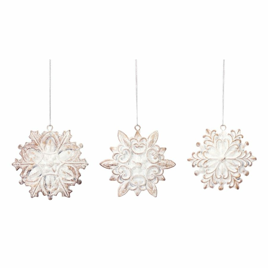 Holidays & Occasions * | Top 10 3.25 White Snowflake Ornament Set By Melrose