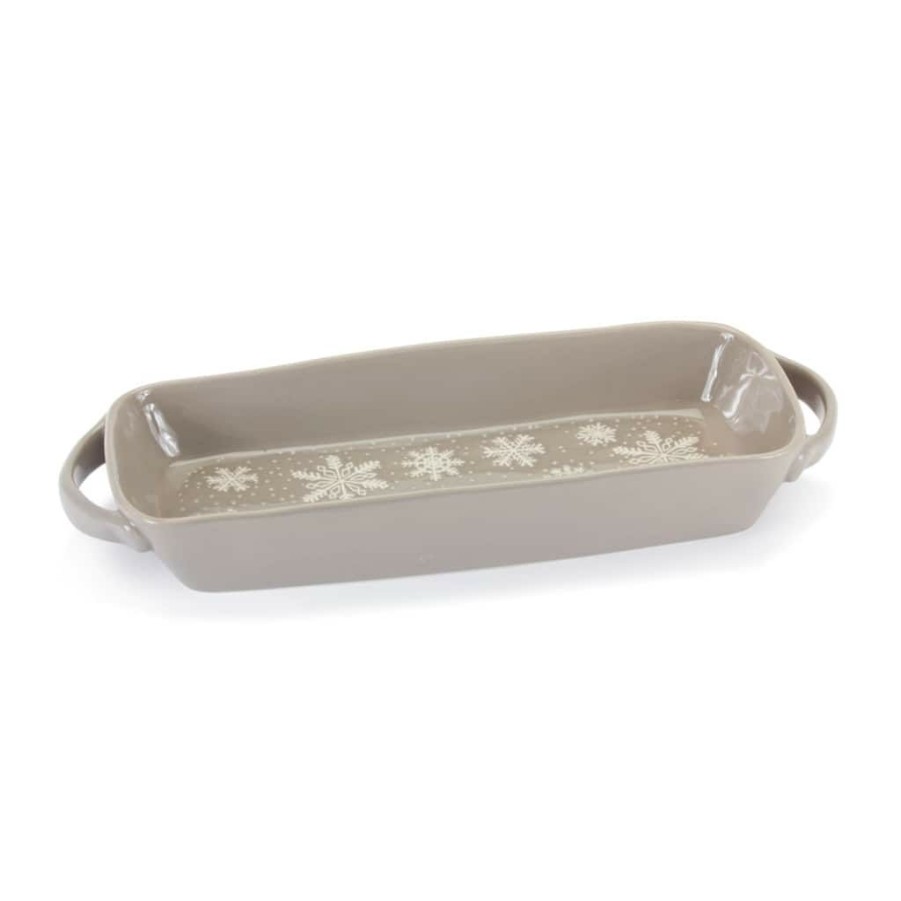 Home & Decor * | Budget 16 Snowflake Stoneware Platter Set By Melrose