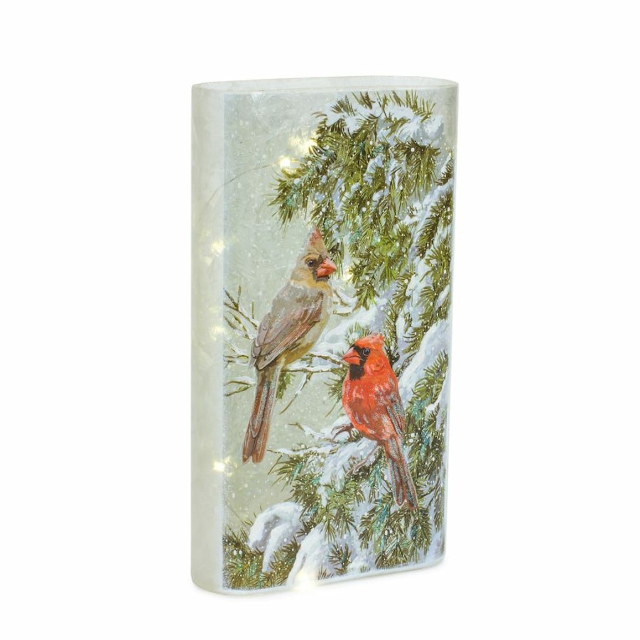 Holidays & Occasions * | Flash Sale 12.75 Cardinal Winter Scene Led Glass Luminary By Melrose