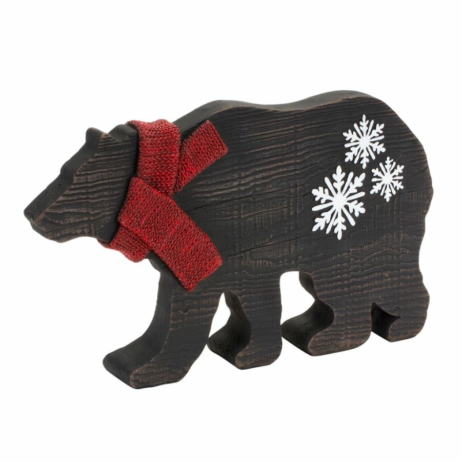 Holidays & Occasions * | Outlet 6.5 Resin Bear With Scarf Figurine By Melrose