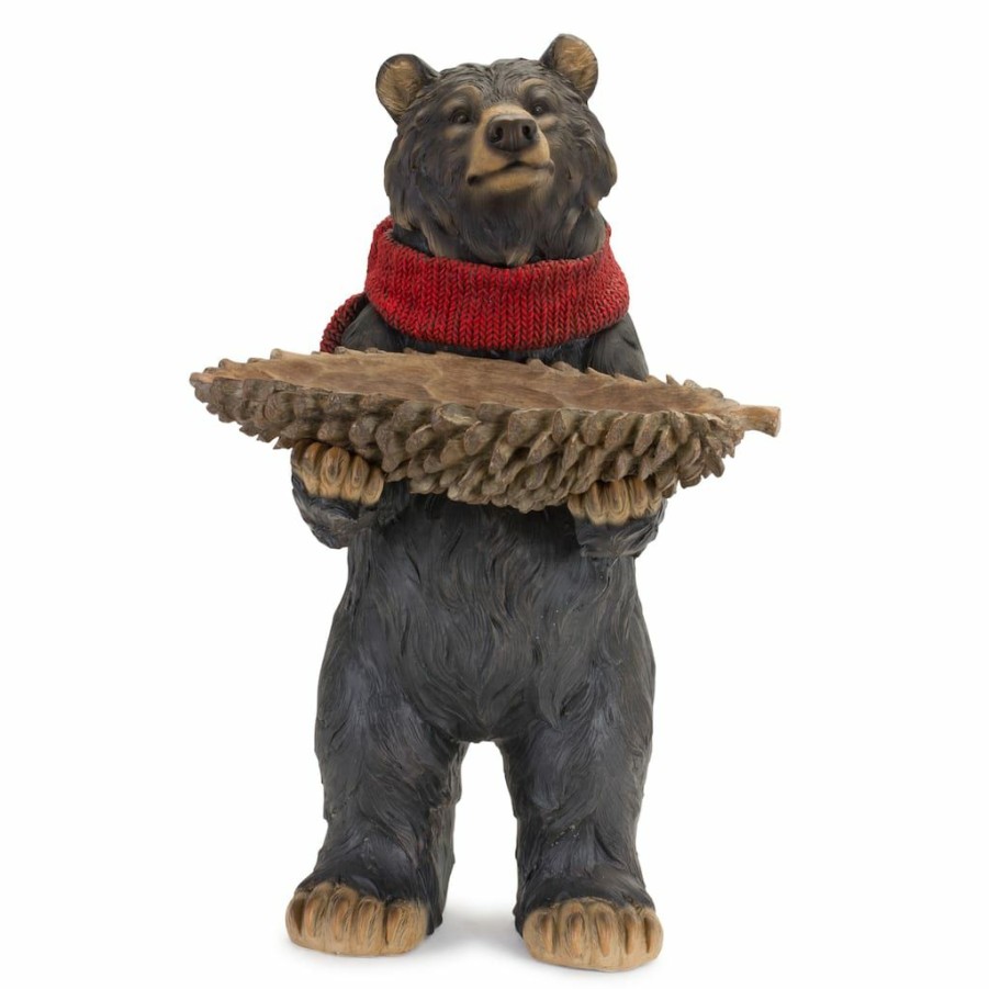 Holidays & Occasions * | Best Pirce 22 Resin Bear With Pine Cone Bowl By Melrose