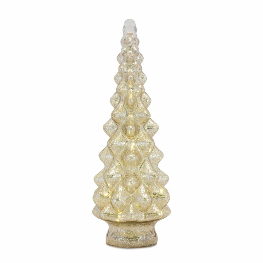 Holidays & Occasions * | Brand New Silver Led Glass Christmas Tree Set, 10 , 13.25 & 15.5 By Melrose