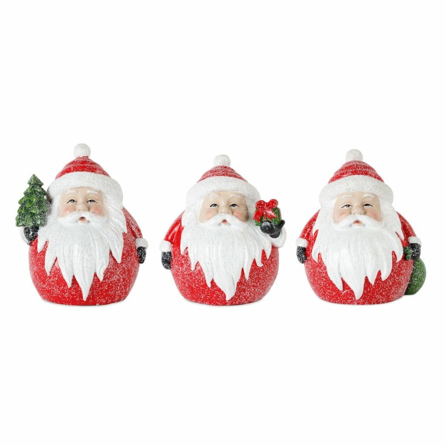 Holidays & Occasions * | Promo 5 Round Santa Figurine Set By Melrose