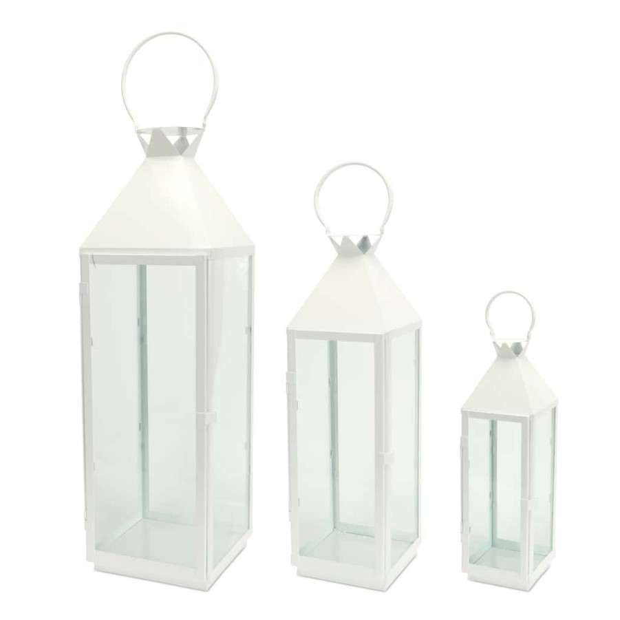 Home & Decor * | Buy Metal & Glass Candle Lanterns, 3Ct. By Melrose