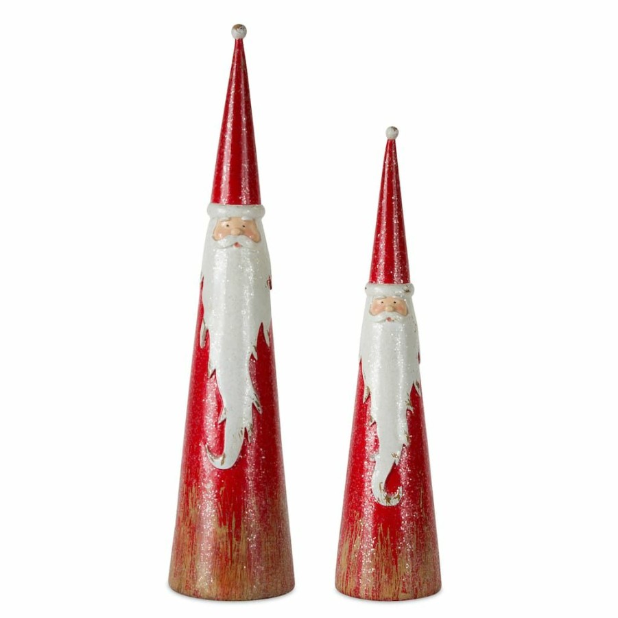 Holidays & Occasions * | Outlet Santa Cone Accent Set, 13.25 & 16 By Melrose