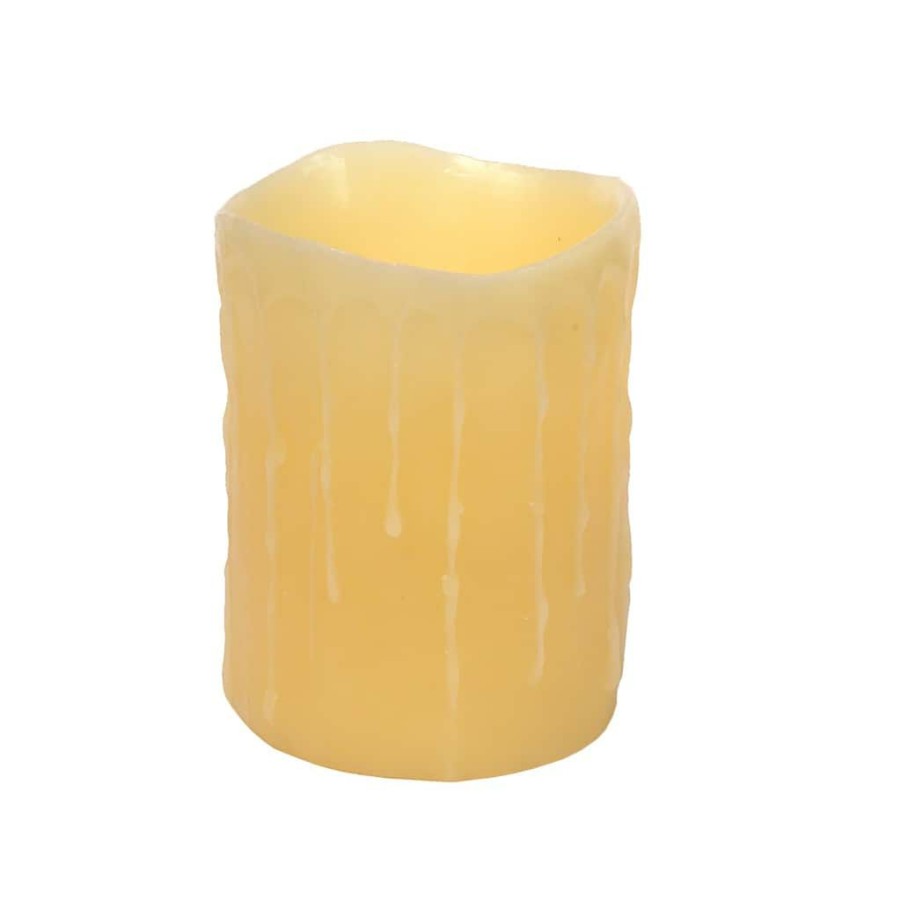 Home & Decor * | Coupon 4 X 5 Led Wax Dripping Pillar Candle Set By Melrose