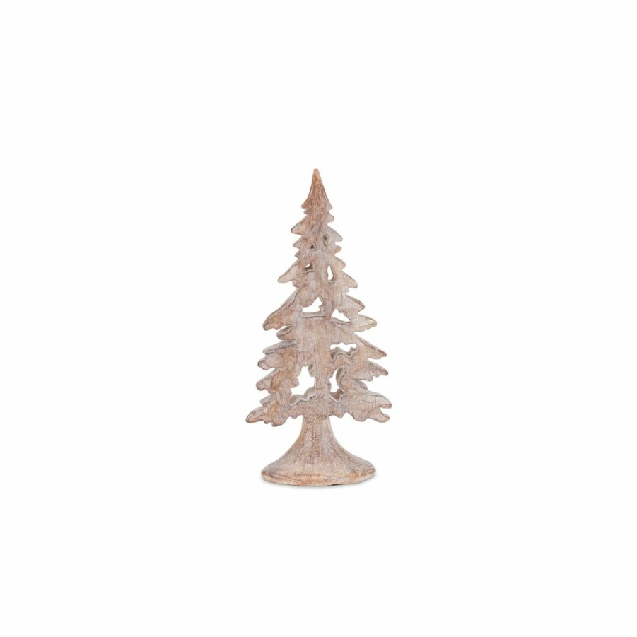 Holidays & Occasions * | Promo Whitewashed Brown Cutout Holiday Tree Decor Set, 7.5 , 10.25 & 13 By Melrose