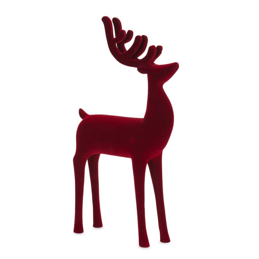 Holidays & Occasions * | Deals Faux Velvet Deer Figurine Set, 11.75 & 14.75 By Melrose