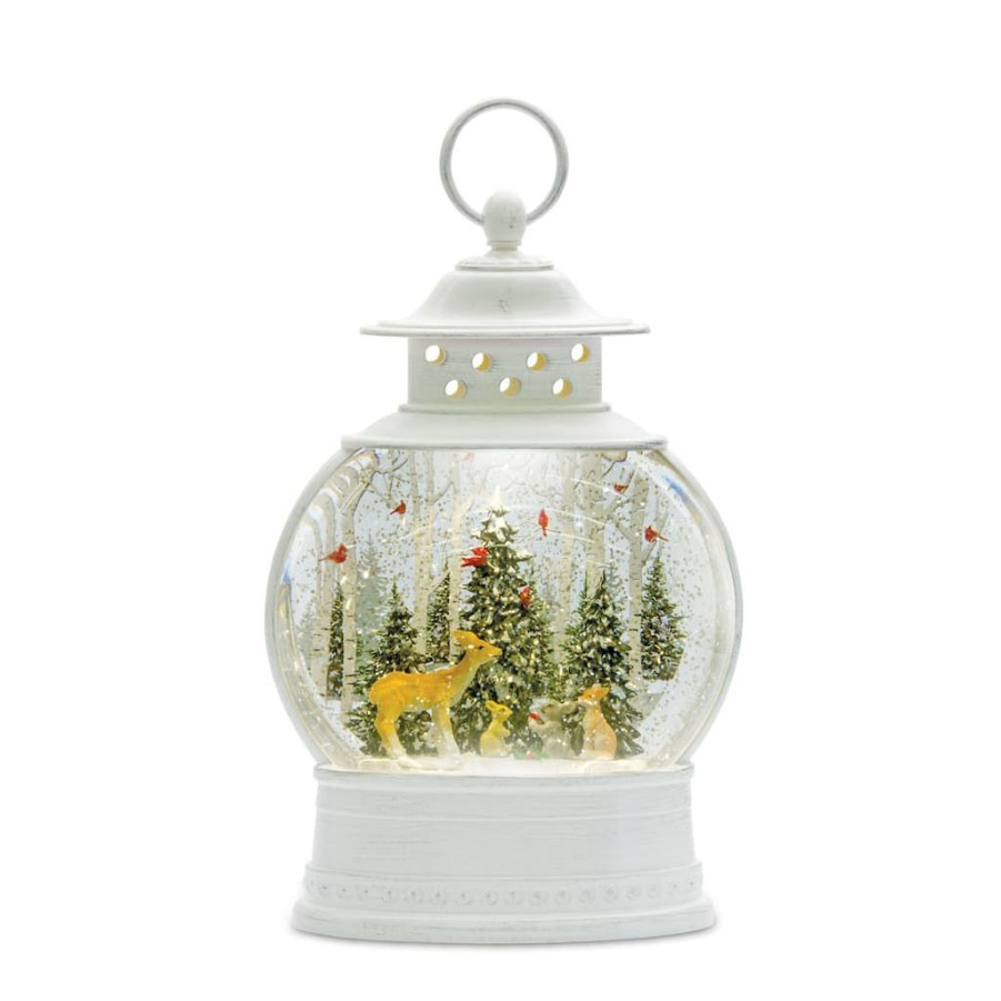 Holidays & Occasions * | Best Reviews Of 11.5 Led Winter Scene With Deer Snow Globe Lantern By Melrose