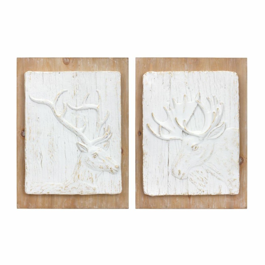 Holidays & Occasions * | Discount 16 Moose & Deer Plaque Set By Melrose