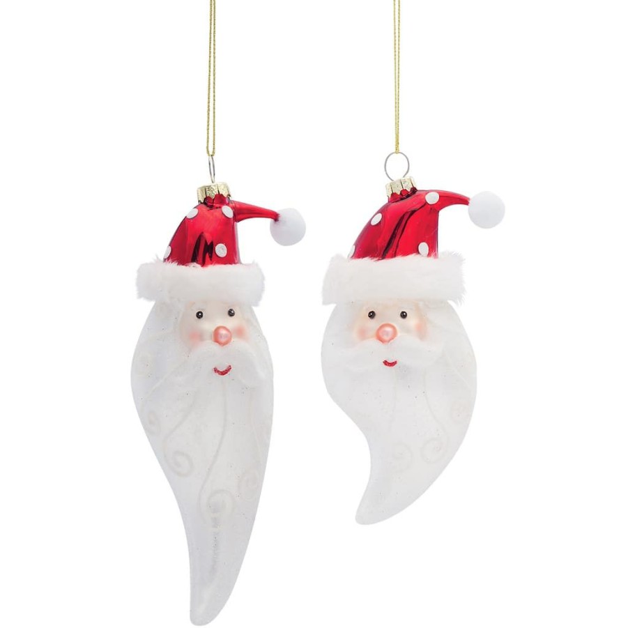 Holidays & Occasions * | Top 10 6Ct. Glass Santa Head Ornament Set, 6 & 7 By Melrose