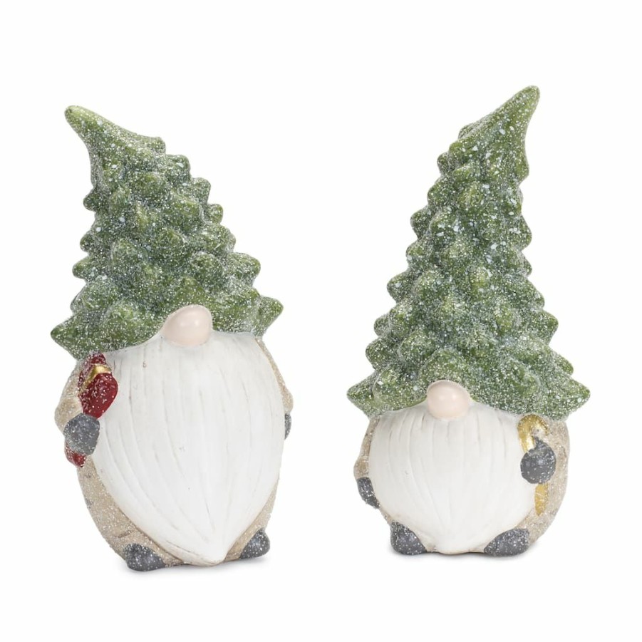 Holidays & Occasions * | Promo 7 Holiday Gnome With Tree Hat Terra Cotta Figurine Set By Melrose