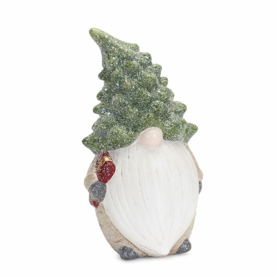 Holidays & Occasions * | Promo 7 Holiday Gnome With Tree Hat Terra Cotta Figurine Set By Melrose