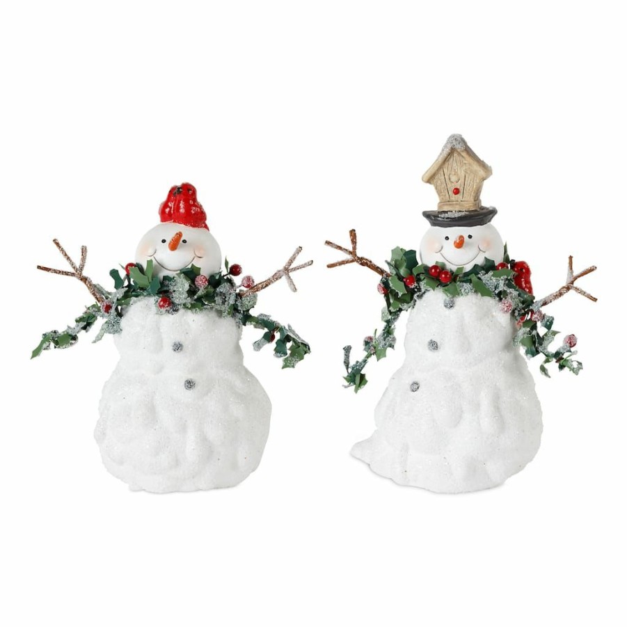 Holidays & Occasions * | Top 10 White Terra Cotta Snowman Set, 5.5 & 6.5 By Melrose