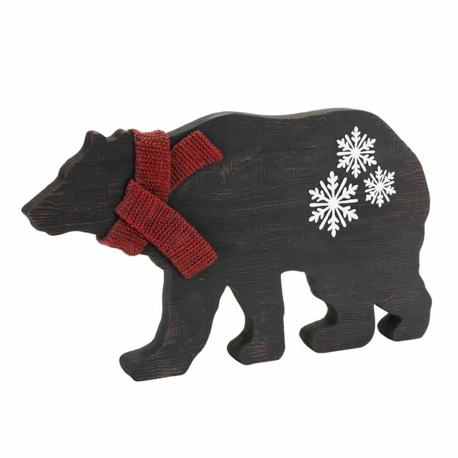 Holidays & Occasions * | Hot Sale 11 Resin Bear With Scarf Figurine By Melrose