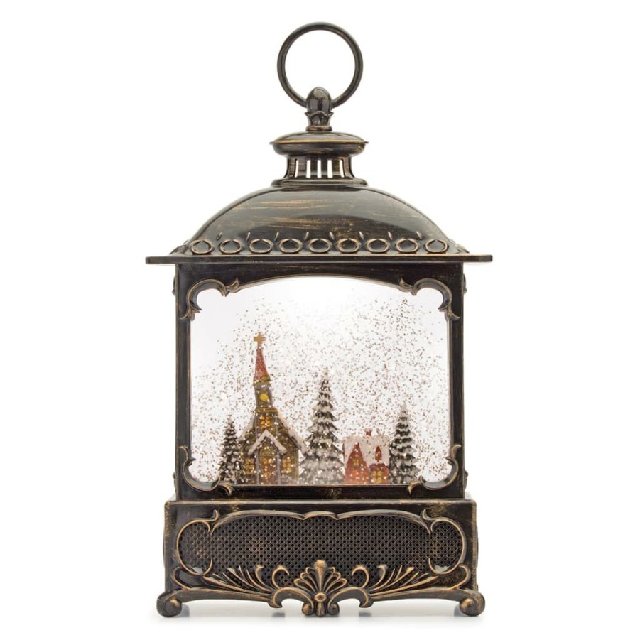 Holidays & Occasions * | Outlet 12 Led Church Snow Globe Lantern By Melrose