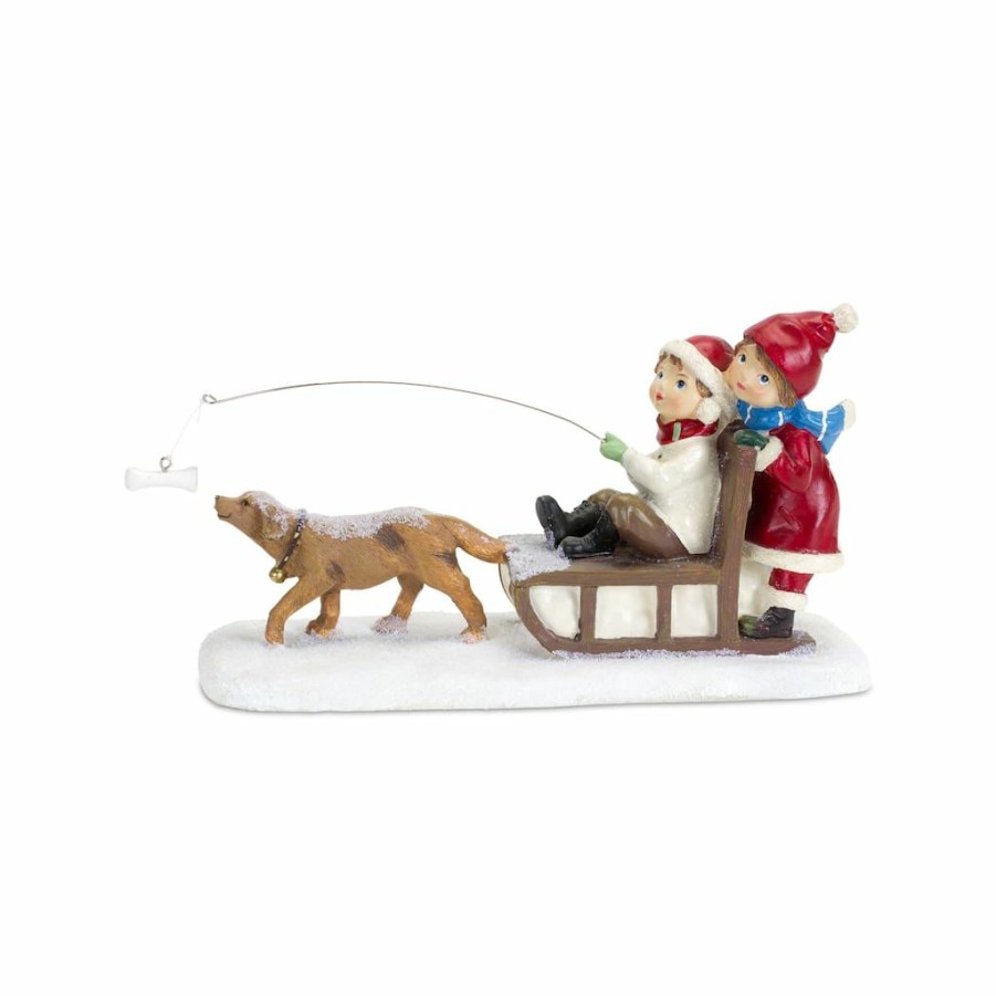 Holidays & Occasions * | Coupon 10 Children On Sled Figurine By Melrose