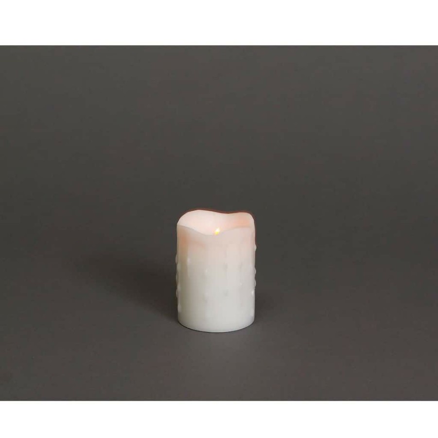 Home & Decor * | Hot Sale 3 X 4 Led Wax Dripping Pillar Candle Set By Melrose