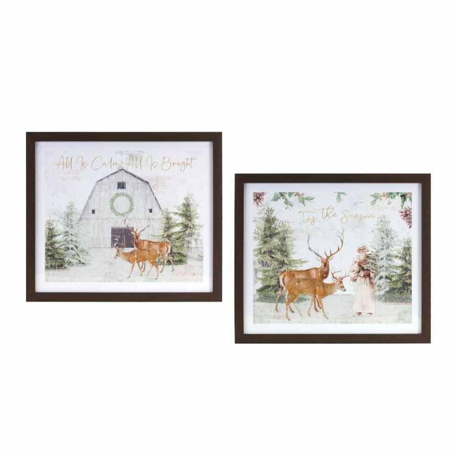 Holidays & Occasions * | Buy 13 Santa & Deer Frame Set By Melrose