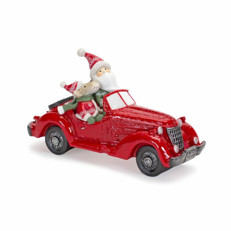 Holidays & Occasions * | Coupon 5 Resin Santa & Moose In Car Figurine Set By Melrose