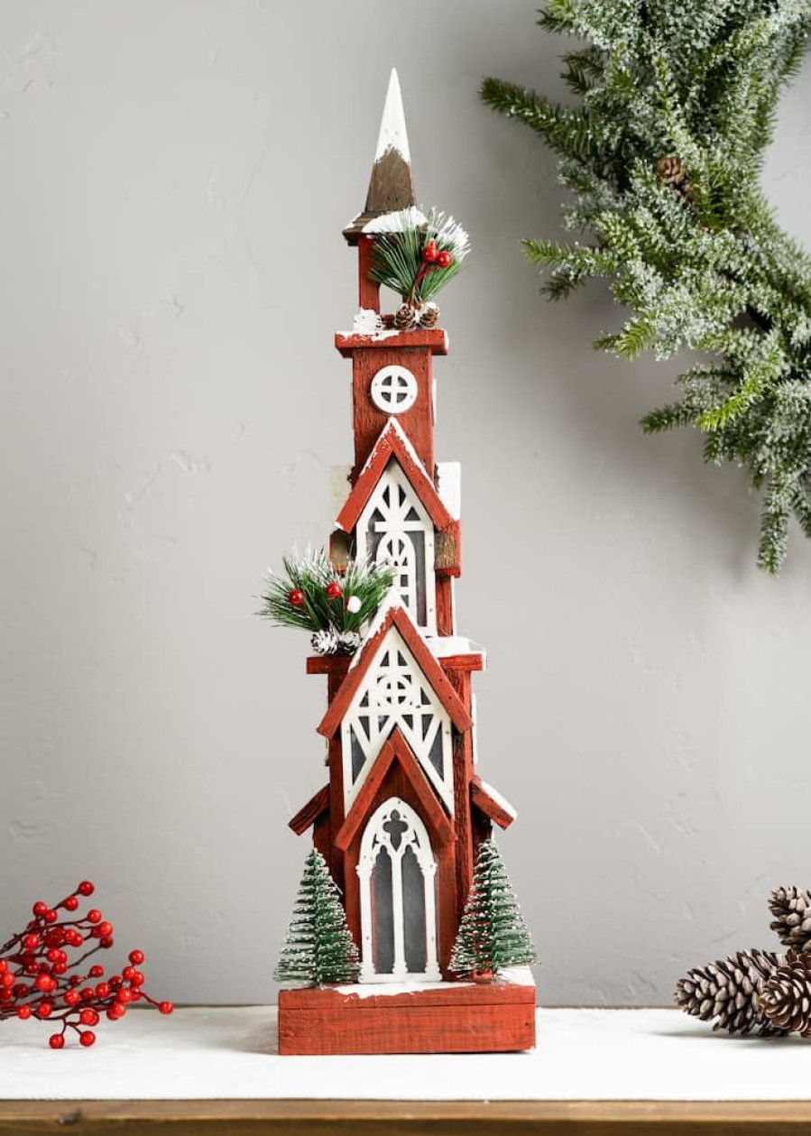 Holidays & Occasions * | Outlet 24 Wooden Church Replica By Melrose