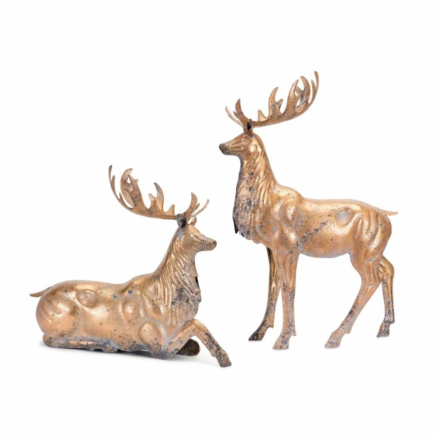 Holidays & Occasions * | Best Reviews Of Copper Deer Figurine Set, 14 & 22 By Melrose