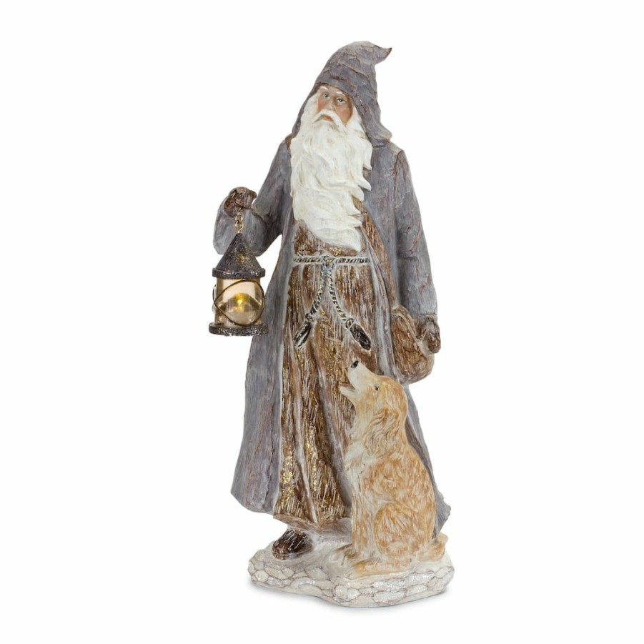 Holidays & Occasions * | Top 10 14 Resin Santa With Dog Figurine By Melrose