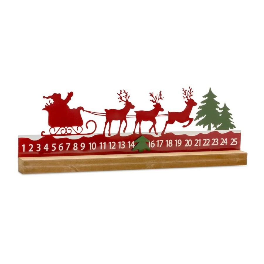 Holidays & Occasions * | New 7 Metal & Wood Santa Sleigh Christmas Countdown By Melrose