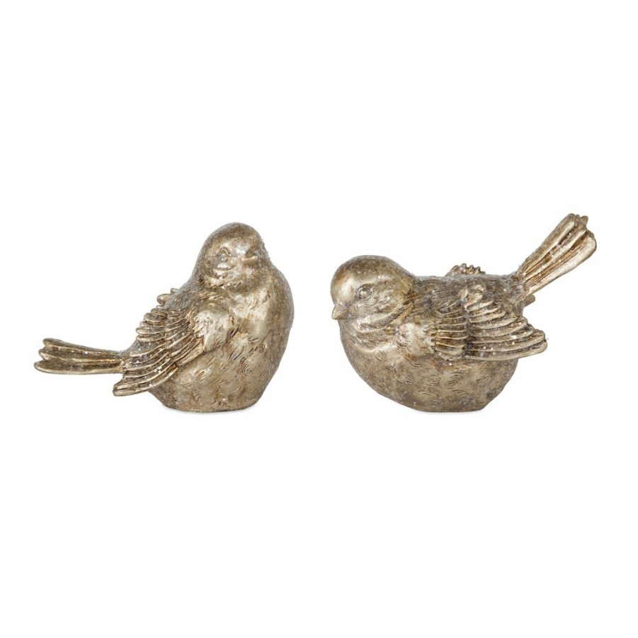 Holidays & Occasions * | Cheapest 3.25 Gold Bird Figurine Set By Melrose