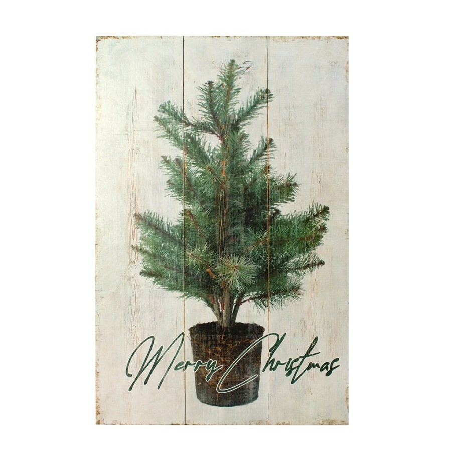 Holidays & Occasions * | Best Reviews Of 11.5 Merry Christmas Tree Plaque Set By Melrose