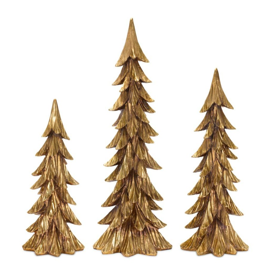 Holidays & Occasions * | Best Sale Gold Sculpted Holiday Tree Decor Set, 16 , 18 & 23.5 By Melrose