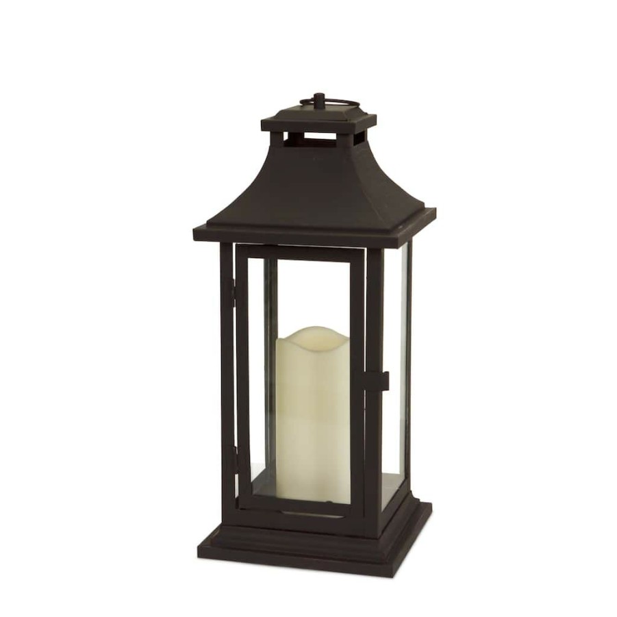 Home & Decor * | Buy 14.75 Black Lantern With Led Candle By Melrose