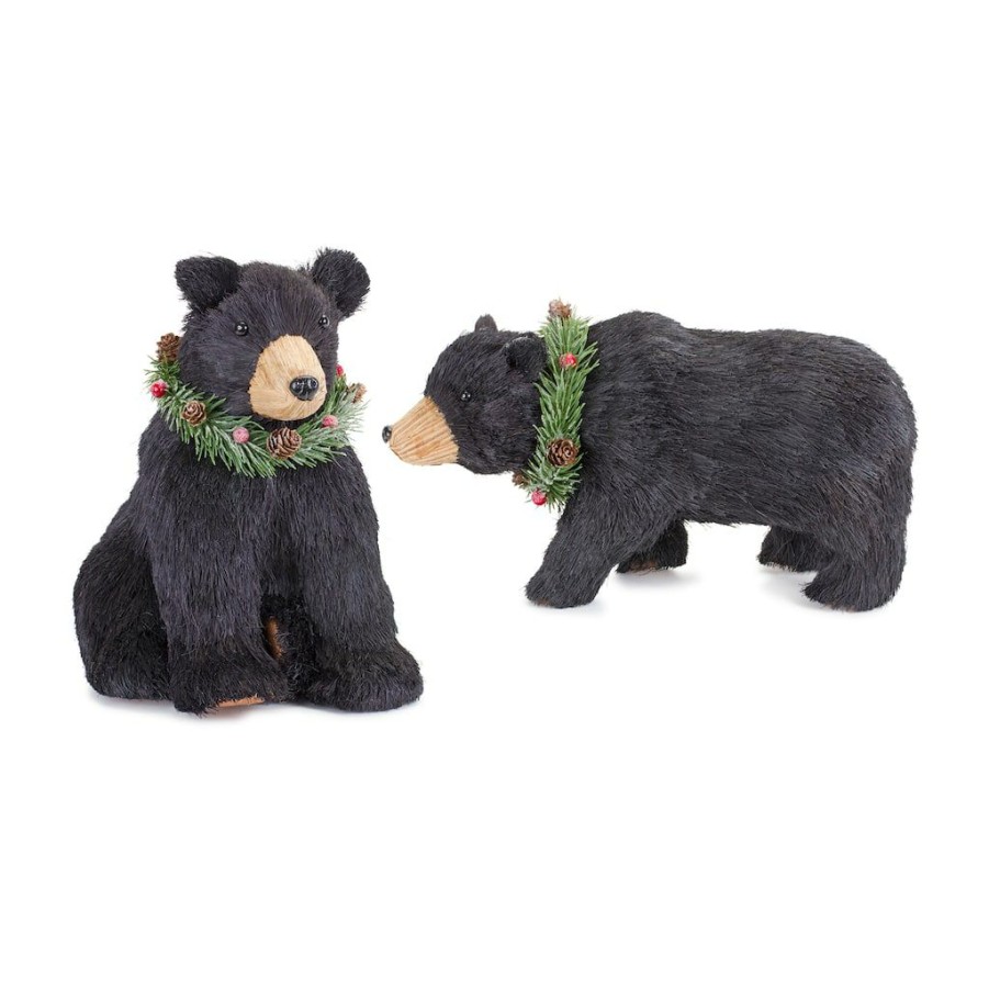 Holidays & Occasions * | Hot Sale Bear With Wreath Figurine Set By Melrose