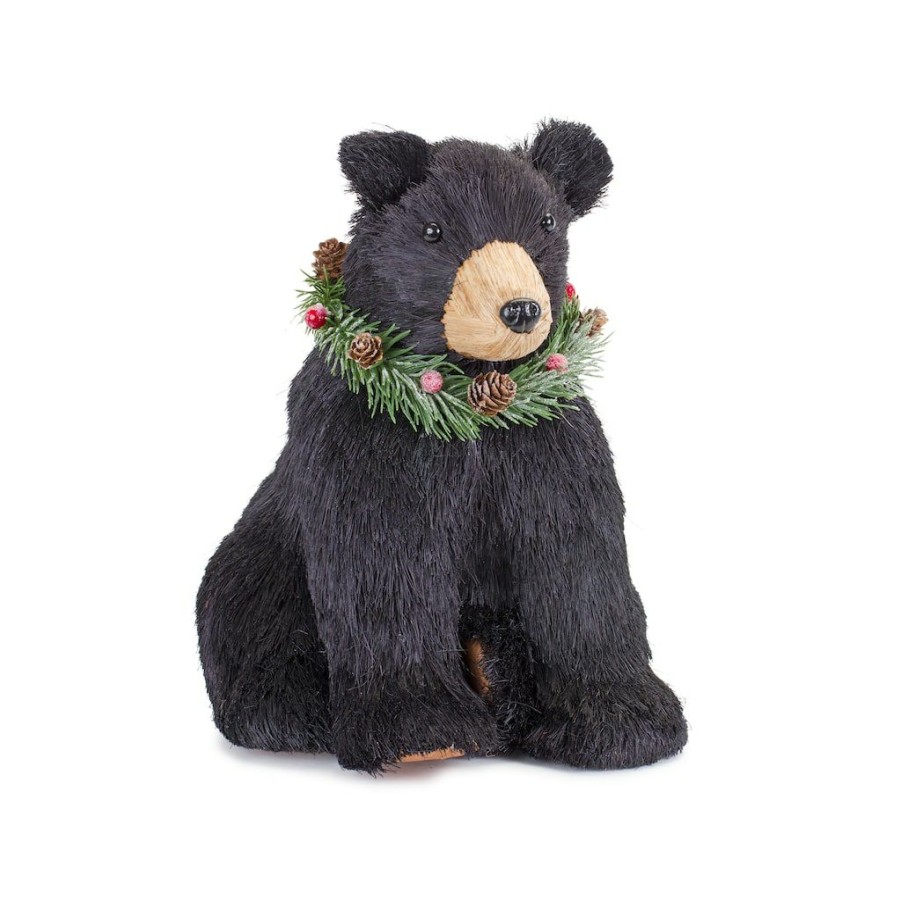 Holidays & Occasions * | Hot Sale Bear With Wreath Figurine Set By Melrose