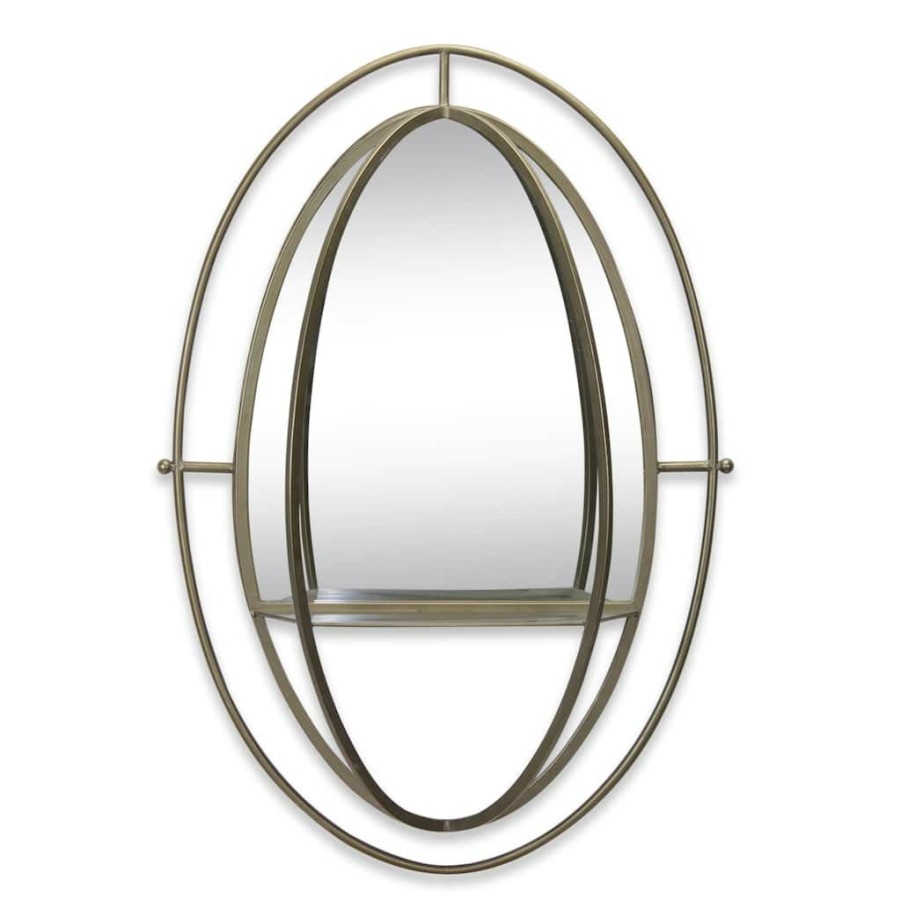 Home & Decor * | Promo 38 Iron Mirror With Shelf Accent By Melrose