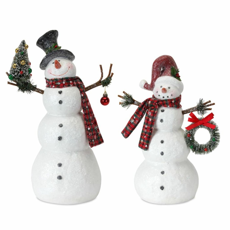 Holidays & Occasions * | Outlet Snowman Tabletop Accent Set, 15 & 17.5 By Melrose