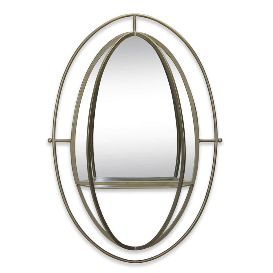 Home & Decor * | Promo 38 Iron Mirror With Shelf Accent By Melrose