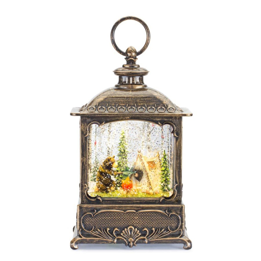 Holidays & Occasions * | Budget 10 Snow Globe With Bear Camp Fire By Melrose