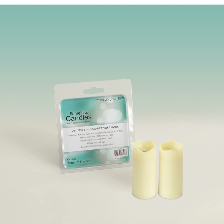 Home & Decor * | Discount 1.5 X 3 Ivory Led Mini Pillar Candle Set By Melrose