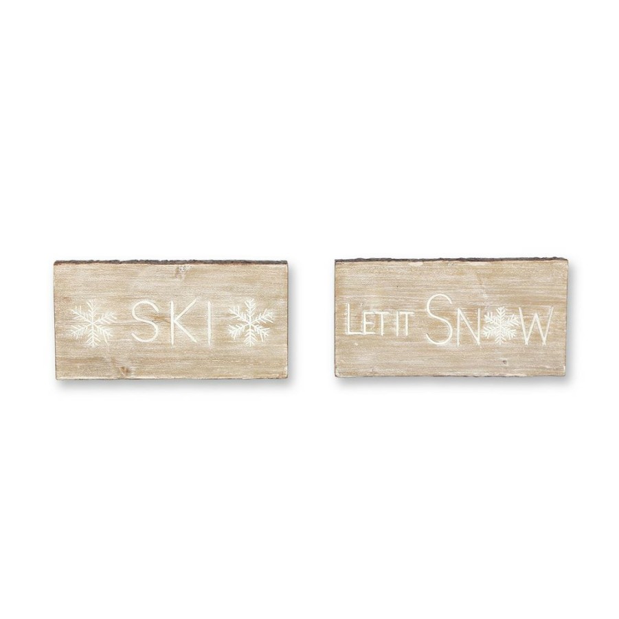 Holidays & Occasions * | Wholesale 15 Let It Snow & Ski Plaque Set By Melrose