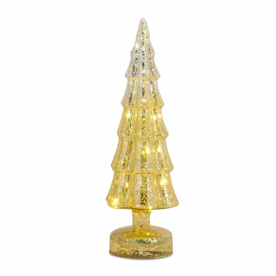 Holidays & Occasions * | Best Reviews Of Gold Ombre Led Glass Christmas Tree Set, 8 , 11 & 13 By Melrose