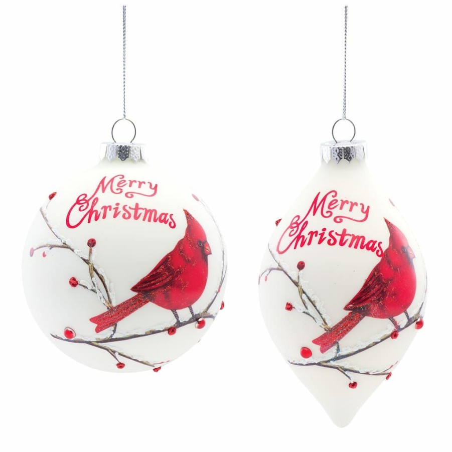 Holidays & Occasions * | Budget 6Ct. Cardinal Glass Round Ornament Set, 5 & 6 By Melrose