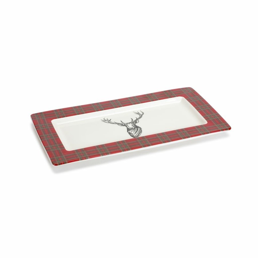 Holidays & Occasions * | Flash Sale 13.25 Plaid Deer Platters, 2Ct. By Melrose