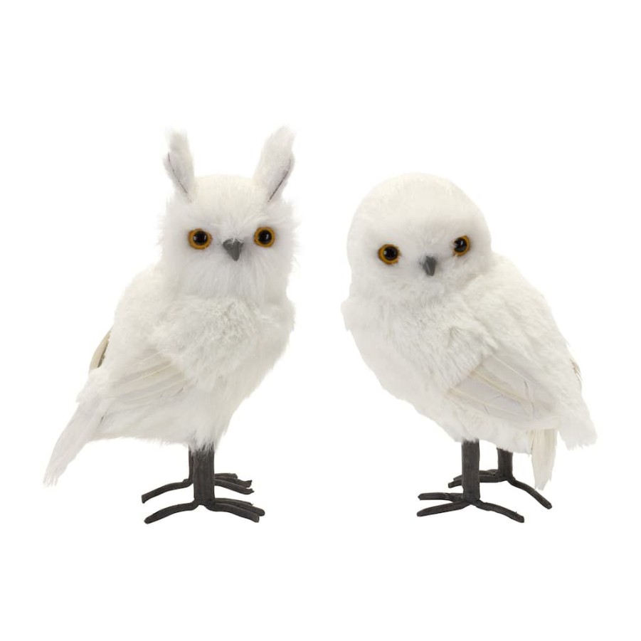 Holidays & Occasions * | Outlet White Owl Decor Set, 8.75 & 10.5 By Melrose