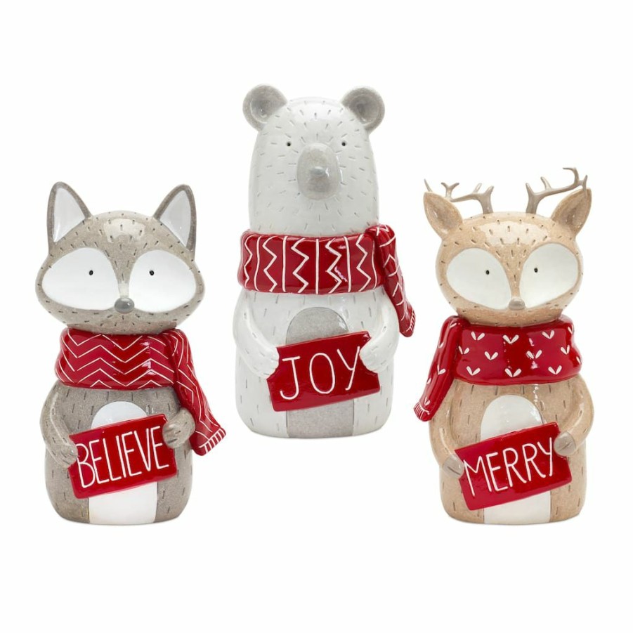 Holidays & Occasions * | Deals 11 Resin Animal With Sign Figurine Set By Melrose