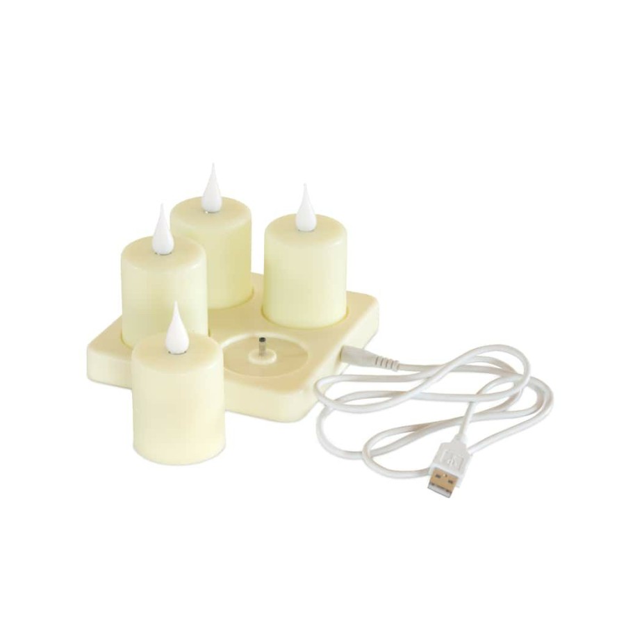 Home & Decor * | Deals 4 Simplux Rechargeable Led Candles, 4Ct. By Melrose